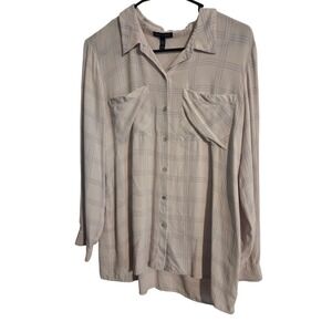 Eileen Fisher White/Gray 100% Silk shirt size M